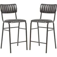 Toulouse Mid Bar Stools Stackable - Black, Faux Leather