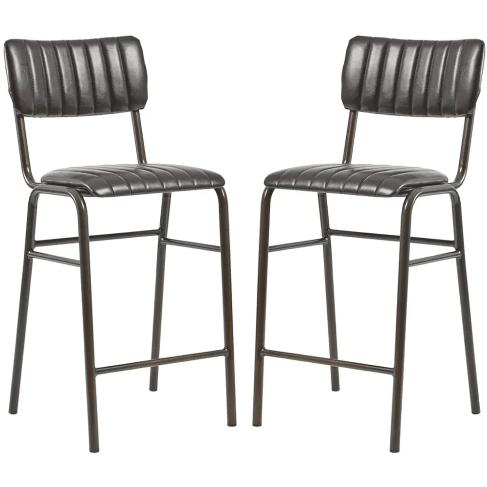 Toulouse Mid Bar Stools Stackable - Black, Faux Leather