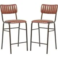 Toulouse Mid Bar Stools Stackable - Tan, Faux Leather