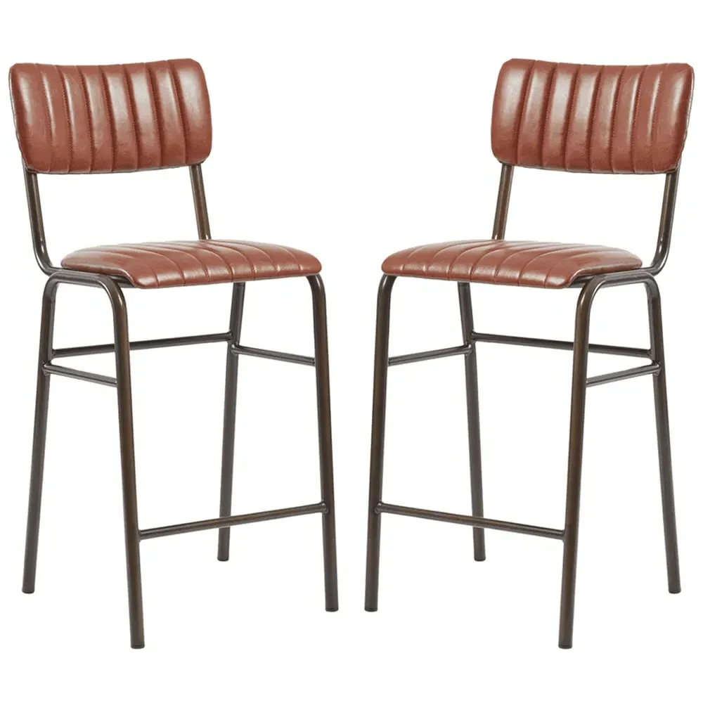 Toulouse Mid Bar Stools Stackable - Tan, Faux Leather