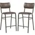 Toulouse Mid Bar Stools with Ribbed Pattern - Brown, Faux Leather