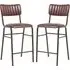 Toulouse Mid Bar Stools with Ribbed Pattern - Red, Faux Leather