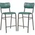 Toulouse Mid Bar Stools with Ribbed Pattern - Teal, Faux Leather