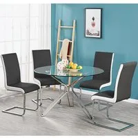 Toulouse Round Dining Table with 4 Symphony Chairs - Glass