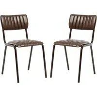Toulouse Stacking Bar Chairs - Brown, Faux Leather