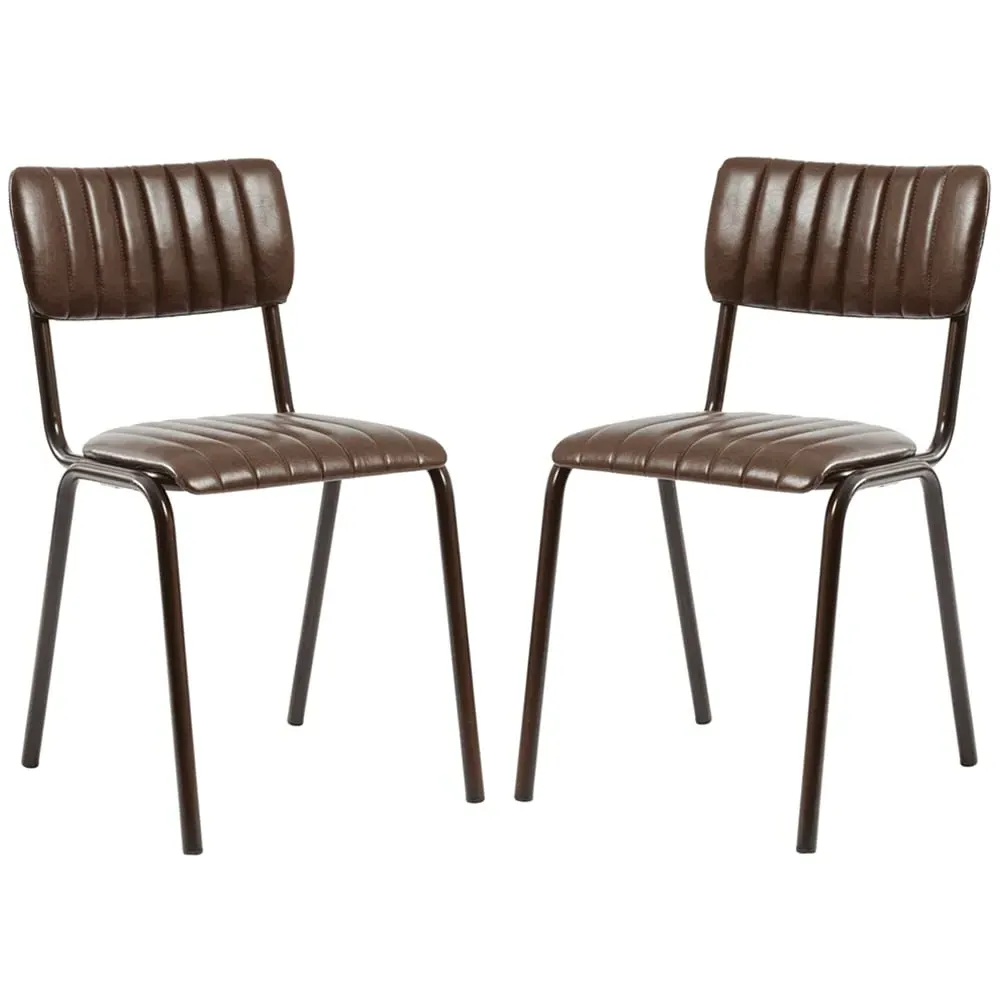 Toulouse Stacking Bar Chairs - Brown, Faux Leather image