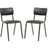 Toulouse Stacking Bar Chairs In Pair - Black, Faux Leather