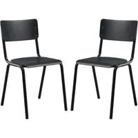 Toulouse Stacking Bar Chairs In Pair - Black, Wood