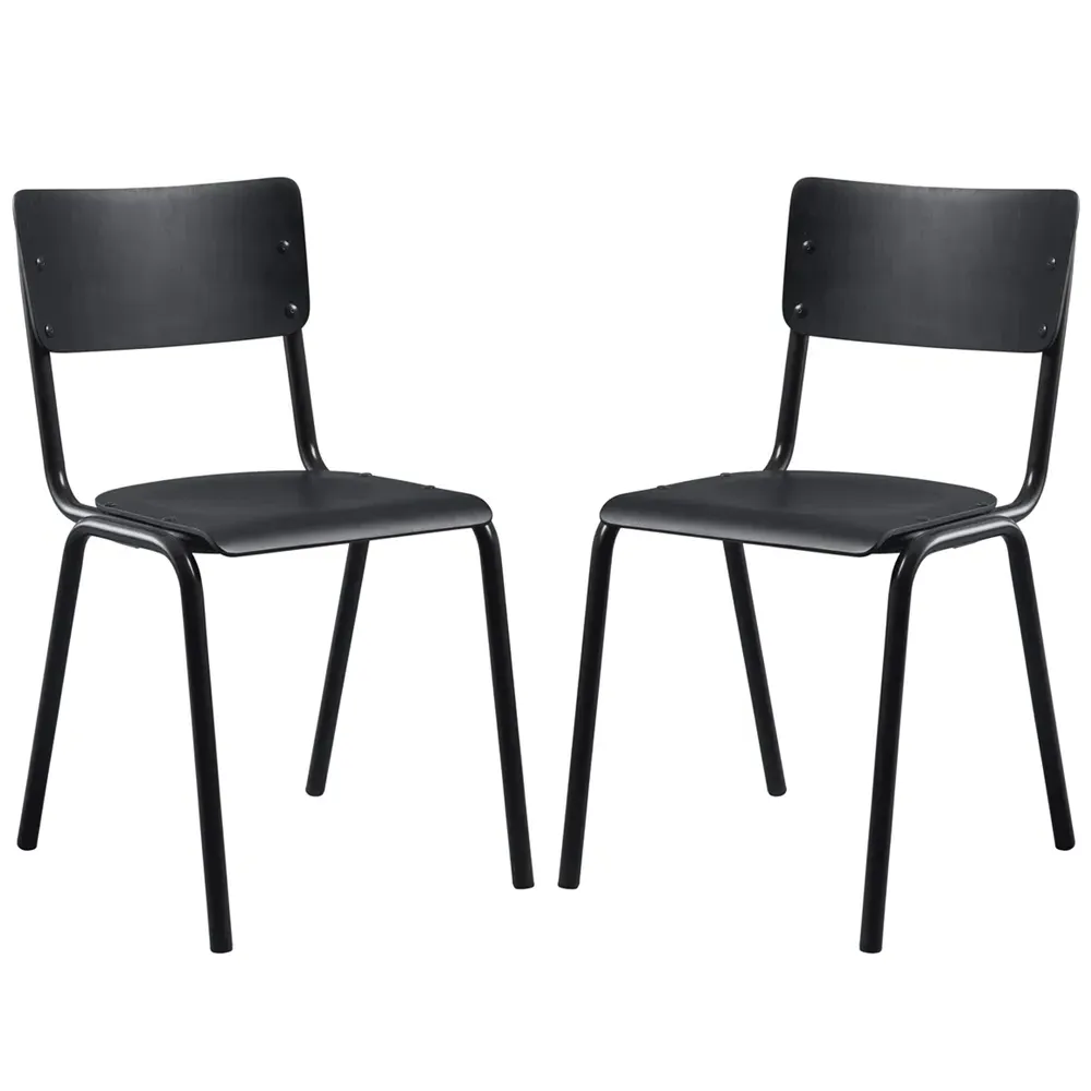 Toulouse Stacking Bar Chairs In Pair - Black, Wood image