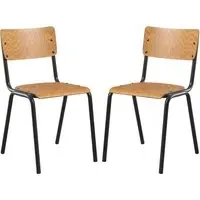Toulouse Stacking Bar Chairs In Pair - Oak, Wood