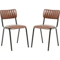Toulouse Stacking Bar Chairs In Pair - Tan, Faux Leather