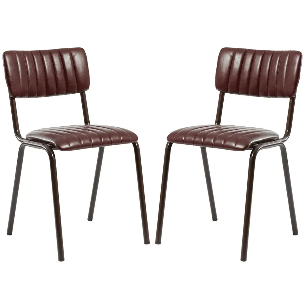 Toulouse Stacking Bar Chairs - Red, Faux Leather