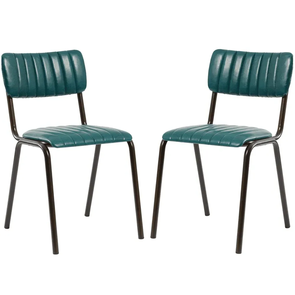 Toulouse Stacking Bar Chairs - Teal, Faux Leather