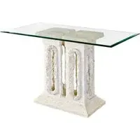 Tower Macatan Stone Console Table with Glass Top - Cream