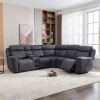 Toxen L-Shaped Electric Recliner Corner Sofa - Grey, Faux Leather alternate view