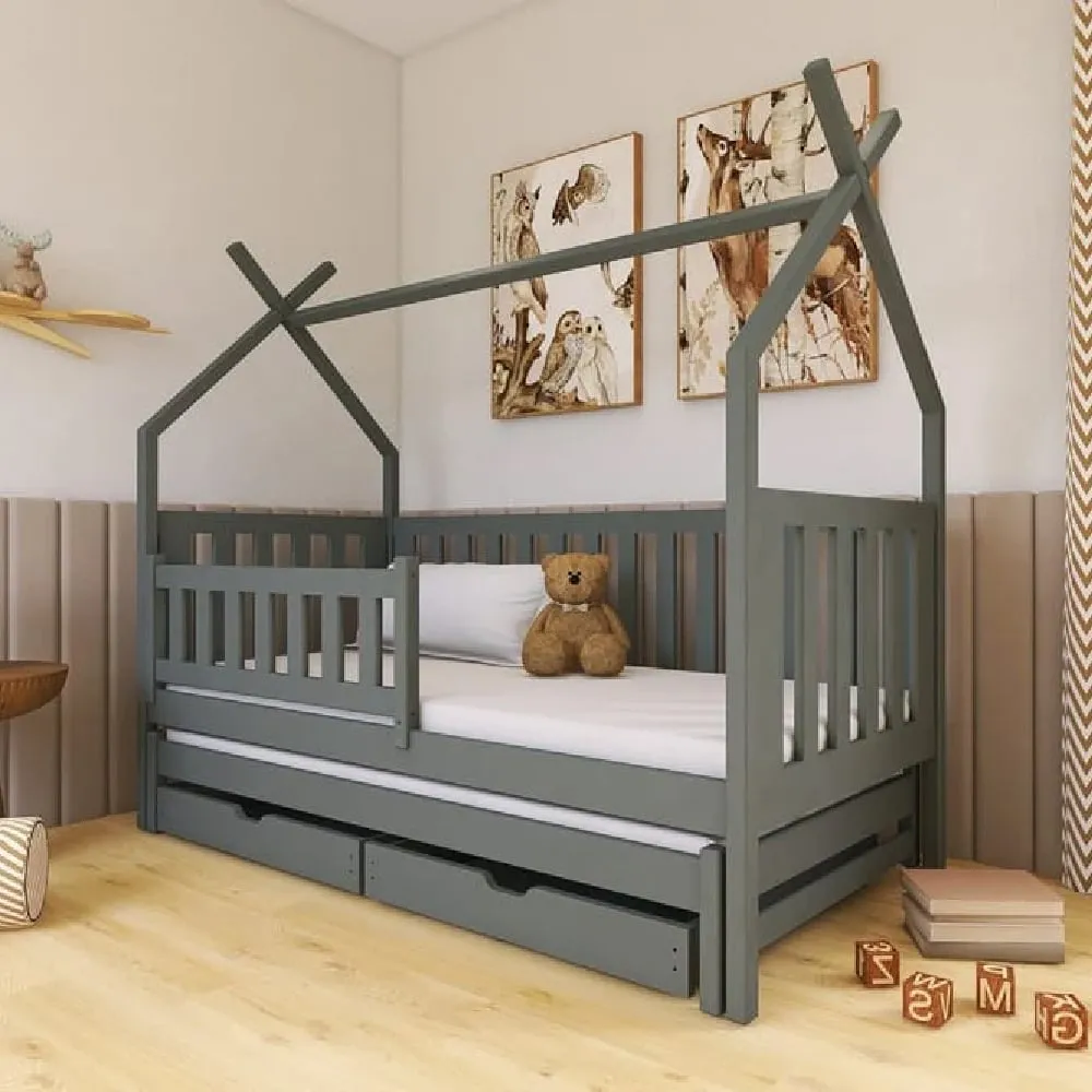 Tracy Single Day Bed with Storage - Graphite, Pinewood