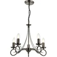 Trafford 5-Light Ceiling Pendant Light - Antique Silver, Steel