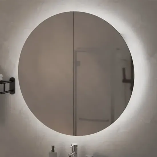 Trail Large Mirrored Cabinet with LED - Black