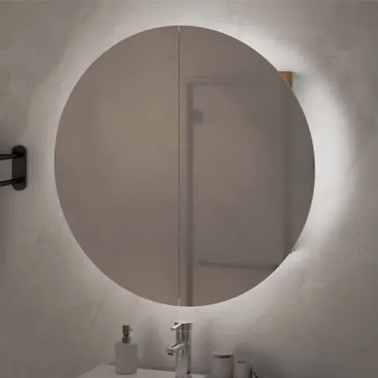 Trail Medium Mirrored Cabinet with LED - Oak