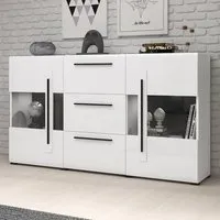 Trail Sideboard with 2 Doors 3 Drawers LED - White
