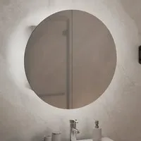 Trail Small Mirrored Bathroom Cabinet with LED - White, Engineered Wood alternate view