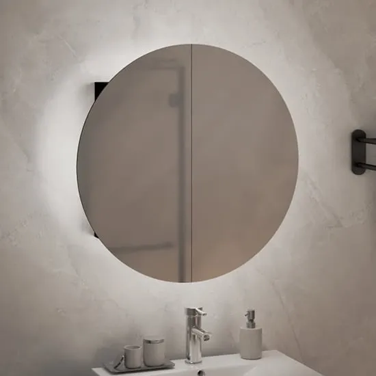 Trail Small Mirrored Cabinet with LED - Black