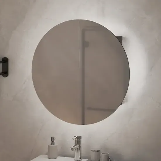 Trail Small Mirrored Cabinet with LED - Grey image