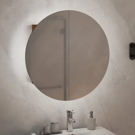 Trail Small Mirrored Cabinet with LED - Oak