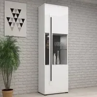 Trail Tall Display Cabinet with LED - White, High Gloss