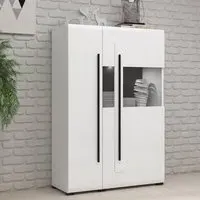 Trail Wide Display Cabinet with LED - White, High Gloss