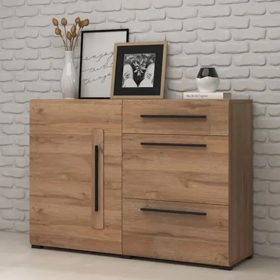Trail Wooden Sideboard with 1 Door 3 Drawers - Grandson Oak image