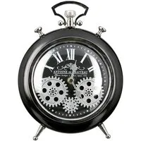 Transmission Glass Wall Clock with Gears - Silver, Metal