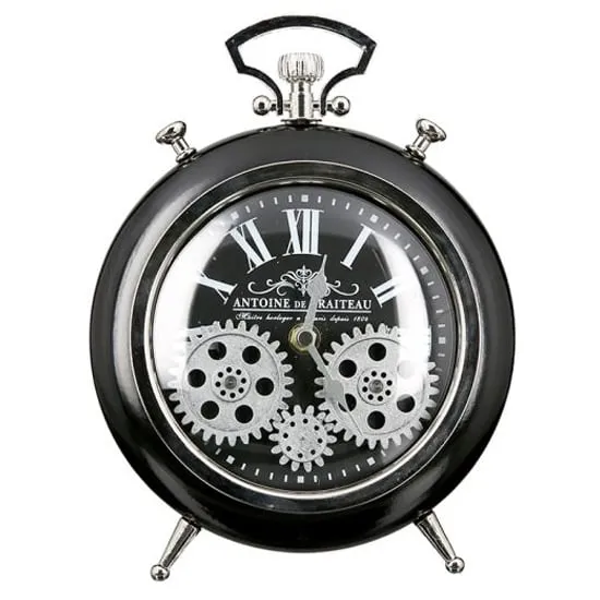 Transmission Glass Wall Clock with Gears - Silver, Metal image