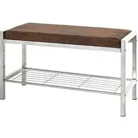 Traverse Metal Shoe Bench - Brown, Fabric