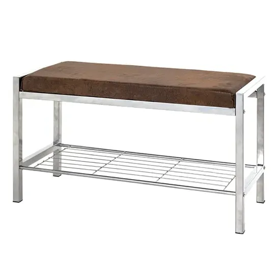 Traverse Metal Shoe Bench - Brown, Fabric