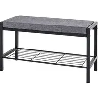Traverse Metal Shoe Bench - Grey, Fabric