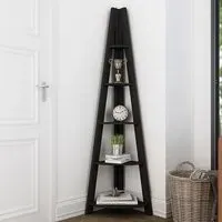 Travis Corner Ladder Shelving Unit - Black, MDF