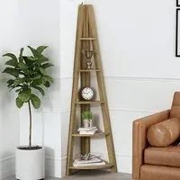 Travis Corner Ladder Shelving Unit - Oak, MDF