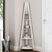 Travis Corner Ladder Shelving Unit - White, MDF