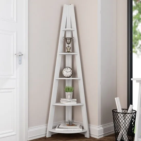 Travis Corner Ladder Shelving Unit - White, MDF
