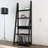 Travis Ladder Bookcase with 4 Shelves - Black, MDF