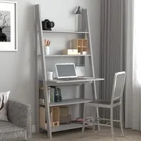 Travis Ladder Laptop Desk with 3 Shelves - Grey, MDF
