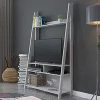 Travis Ladder TV Stand with 3 Shelves - Grey, MDF