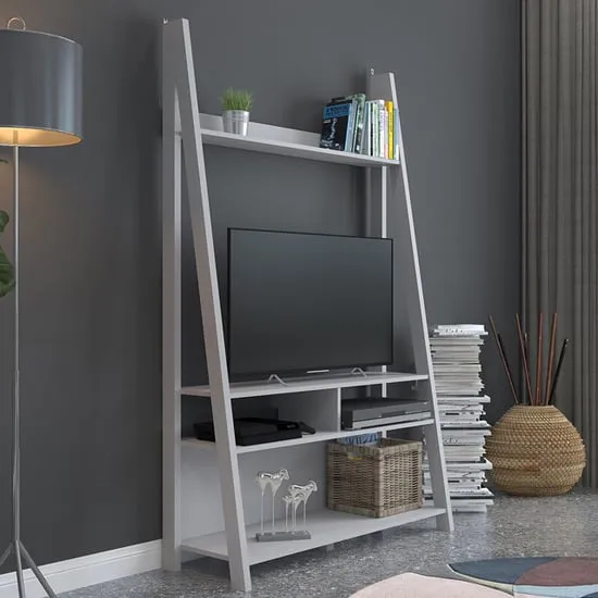 Travis Ladder TV Stand with 3 Shelves - Grey, MDF
