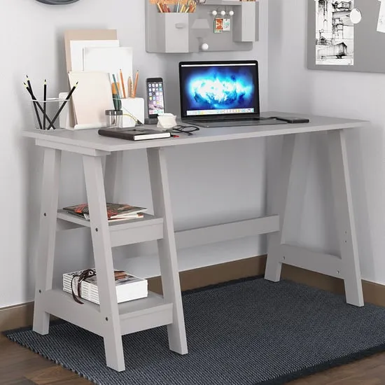 Travis Laptop Desk with 2 Shelves - Grey, MDF