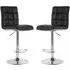 Treno Bar Chairs with Chrome Base - Black, Faux Leather