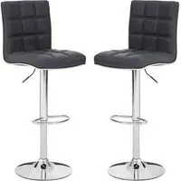 Treno Bar Chairs with Chrome Base - Grey, Faux Leather
