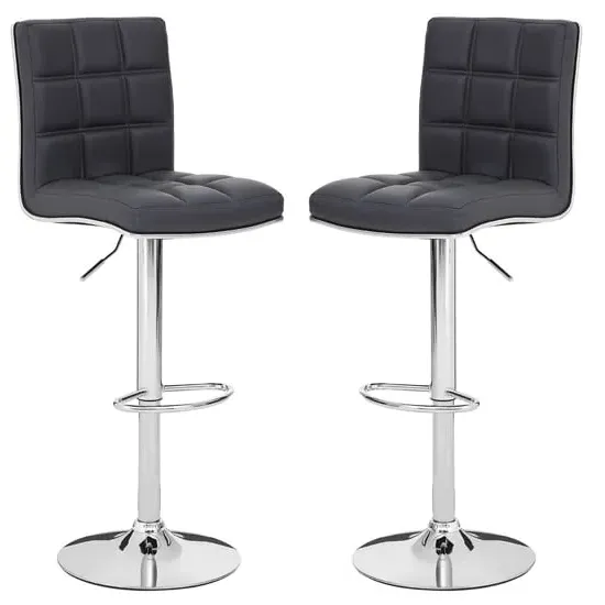 Treno Bar Chairs with Chrome Base - Grey, Faux Leather