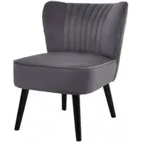 Trento Accent Chair - Grey, Polyester Velvet
