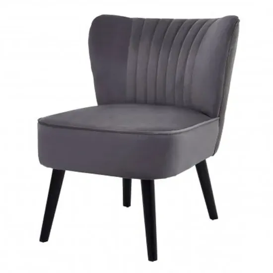 Trento Accent Chair - Grey, Polyester Velvet